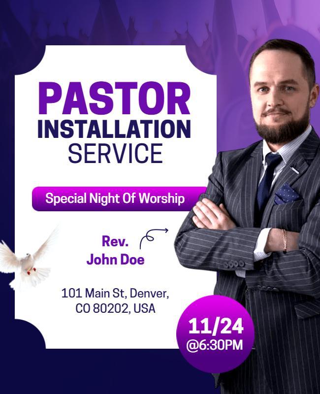 Church Pastor Installation Worship Service Flyer Template