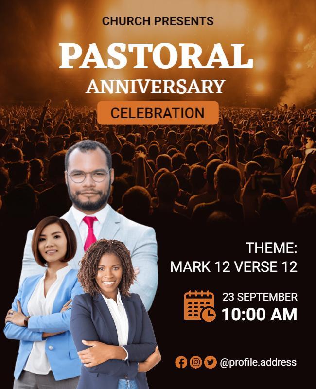 Celebratory Pastoral Anniversary Church Event Flyer Template