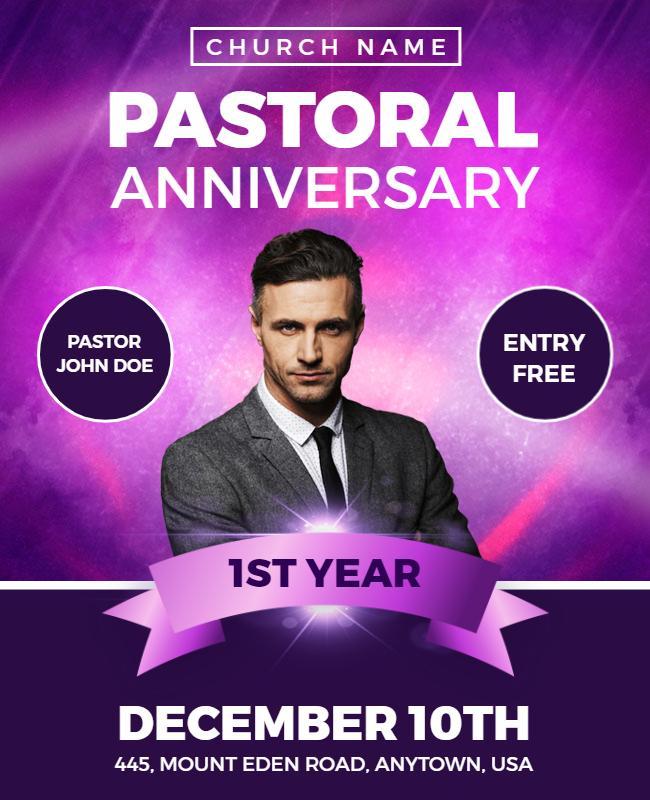 Vibrant Purple Pastoral Anniversary Celebration Flyer Template