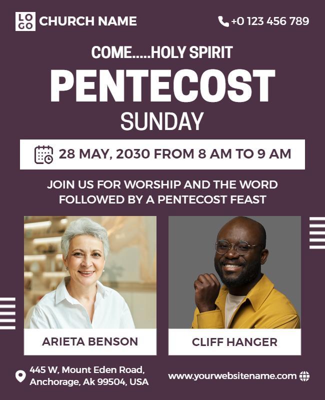 Church Pentecost Sunday Service Flyer Template