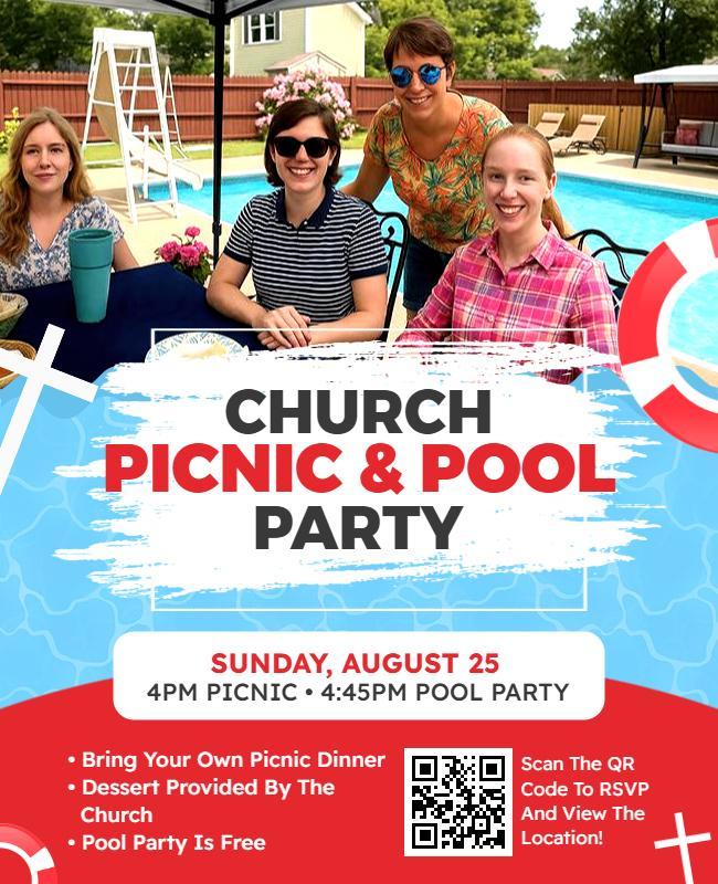 Church Picnic and Pool Party Flyer Template