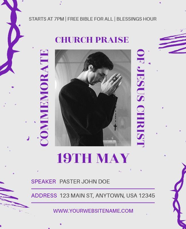 Church Praise Commemoration Event Flyer Template