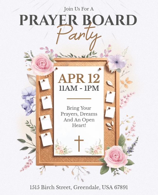 Church Prayer Board Party Event Flyer Template