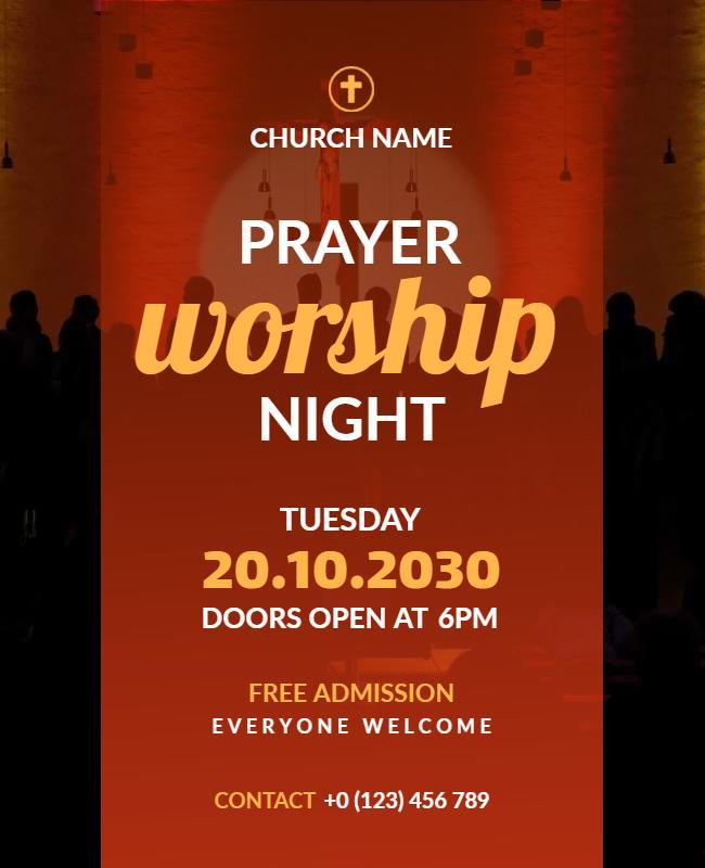 Church Prayer Worship Night Flyer Template