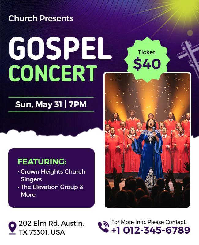 Church Presents Live Gospel Music Concert Flyer Template