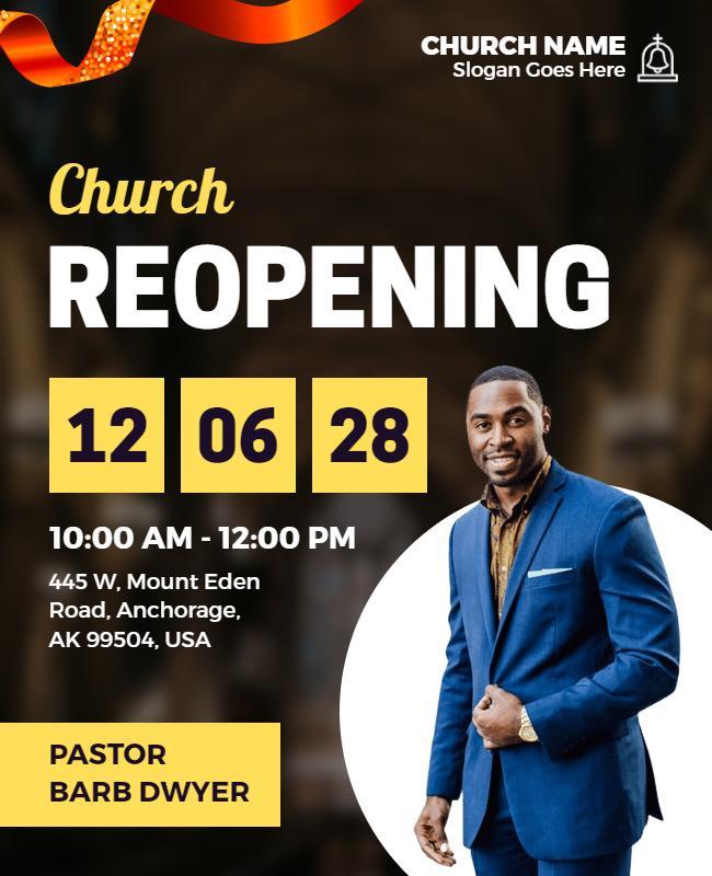 Bold Black Church Reopening Celebration Flyer Template