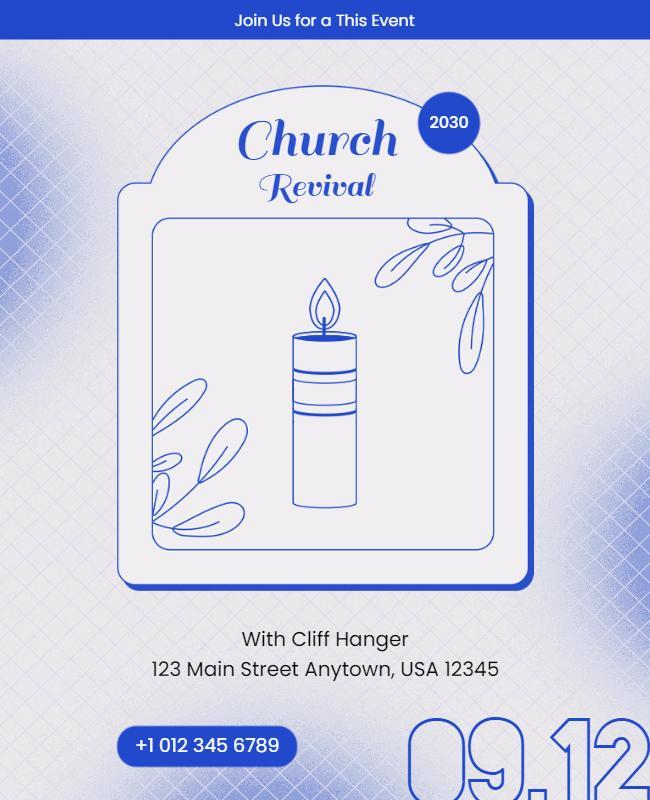 Elegant Blue Sketch Design for Church Revival Event Flyer Template