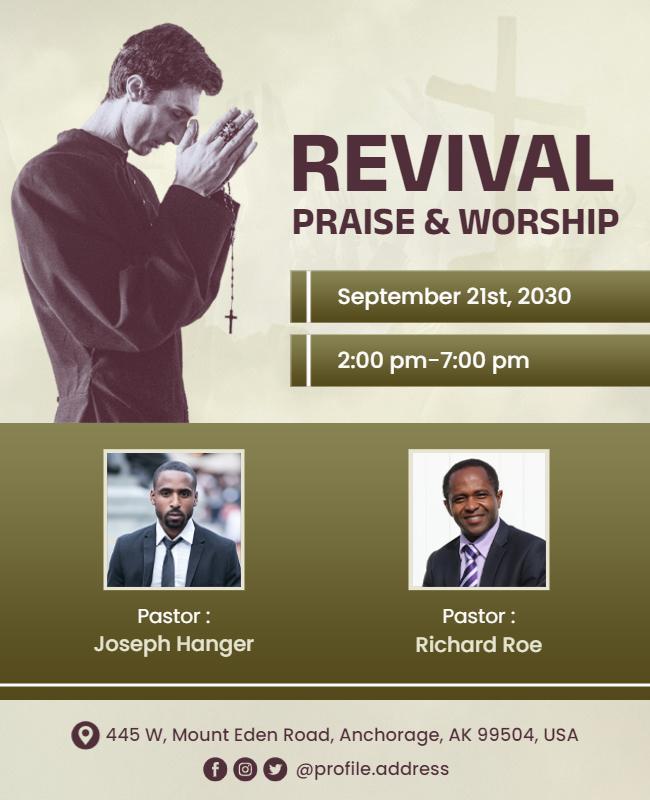 Church Revival Praise and Worship Event Flyer Template