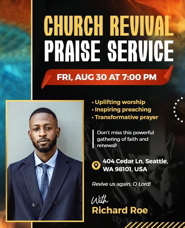 Church Revival Praise Service Event Flyer Template