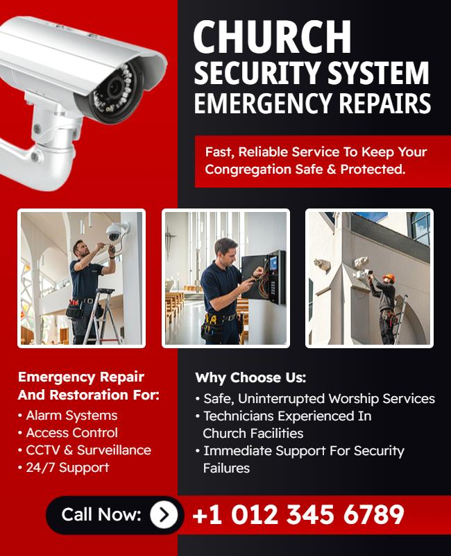 Church Security System Emergency Repair Flyer Template