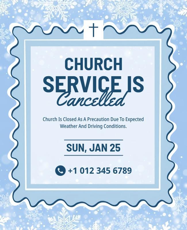 Church Service Cancellation Announcement Poster Template