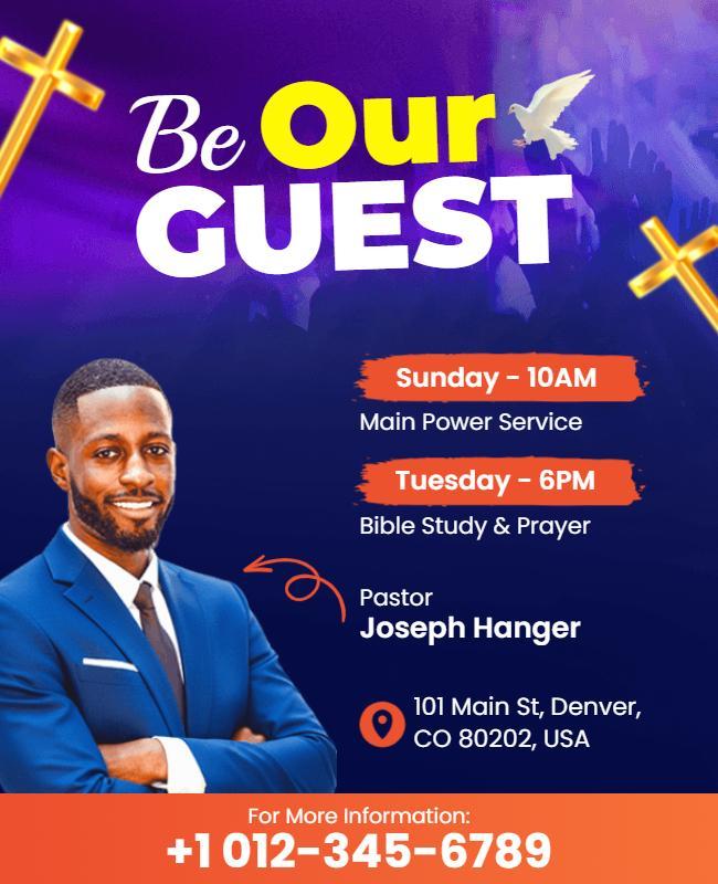 Church Service Guest Invitation Flyer Template