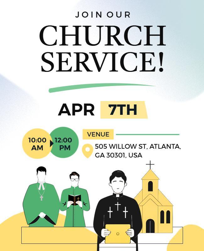 Church Service Invitation Flyer Template