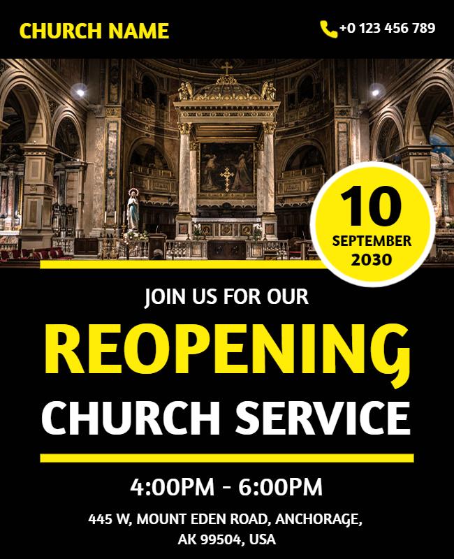 Church Service Reopening Event Flyer Template