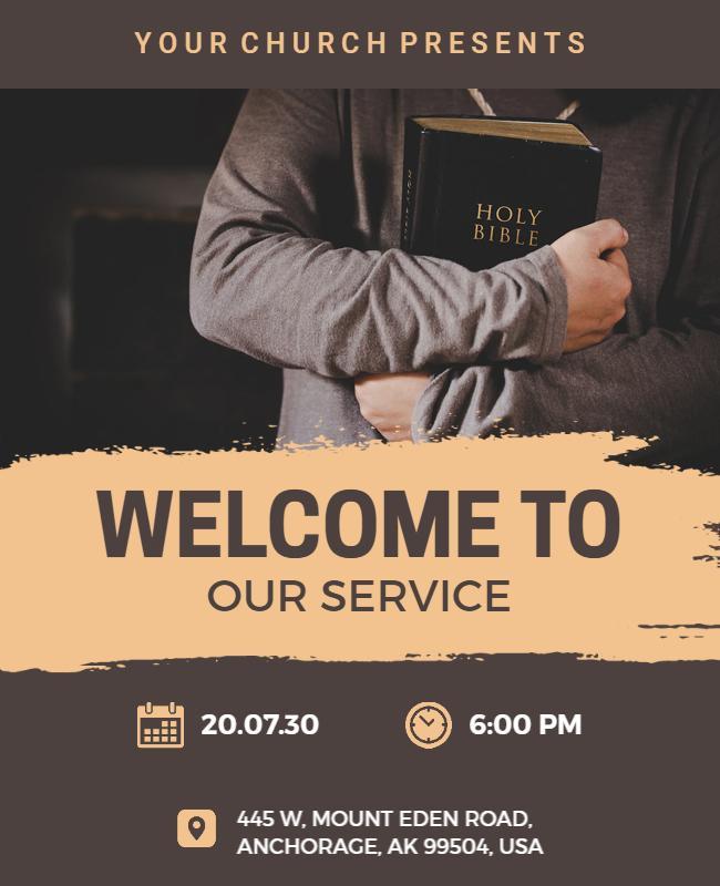 Church Service Welcome Flyer Template