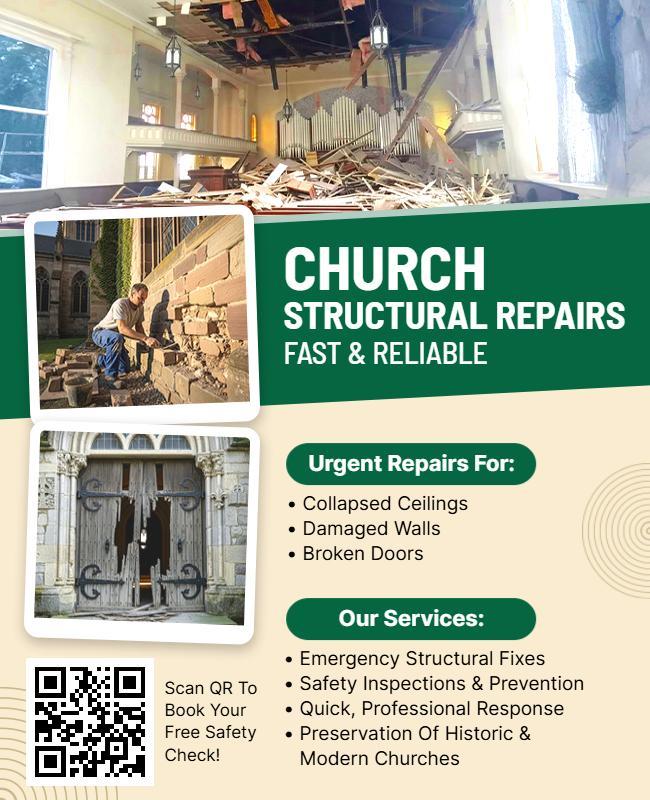 Church Structural Repair Services Promotion Flyer Template