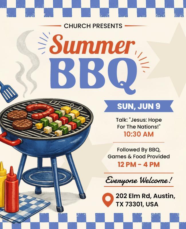Church Summer BBQ Event Flyer Template
