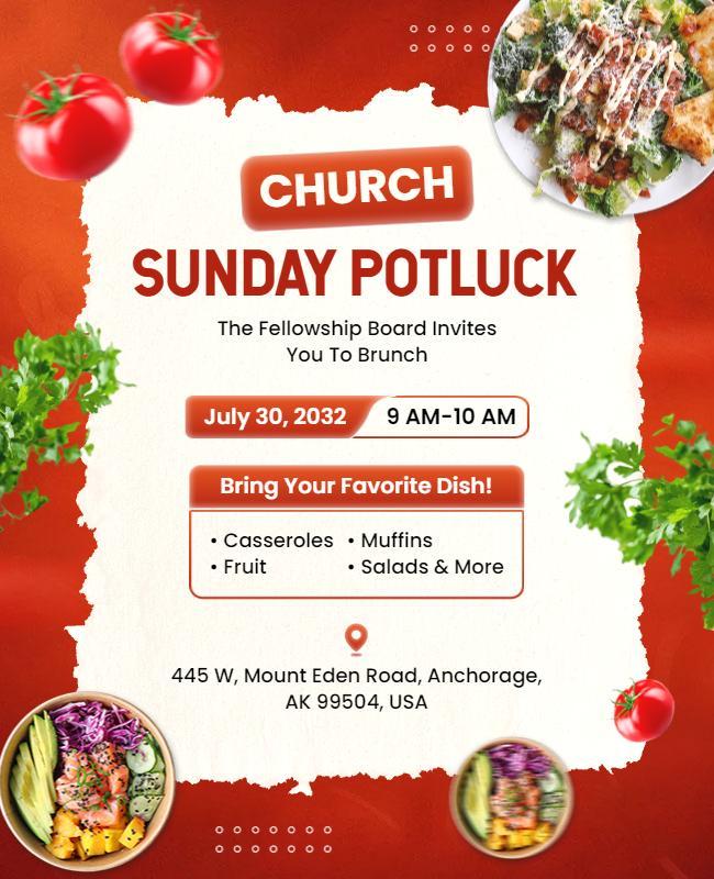 Church Sunday Potluck Brunch Event Flyer Template