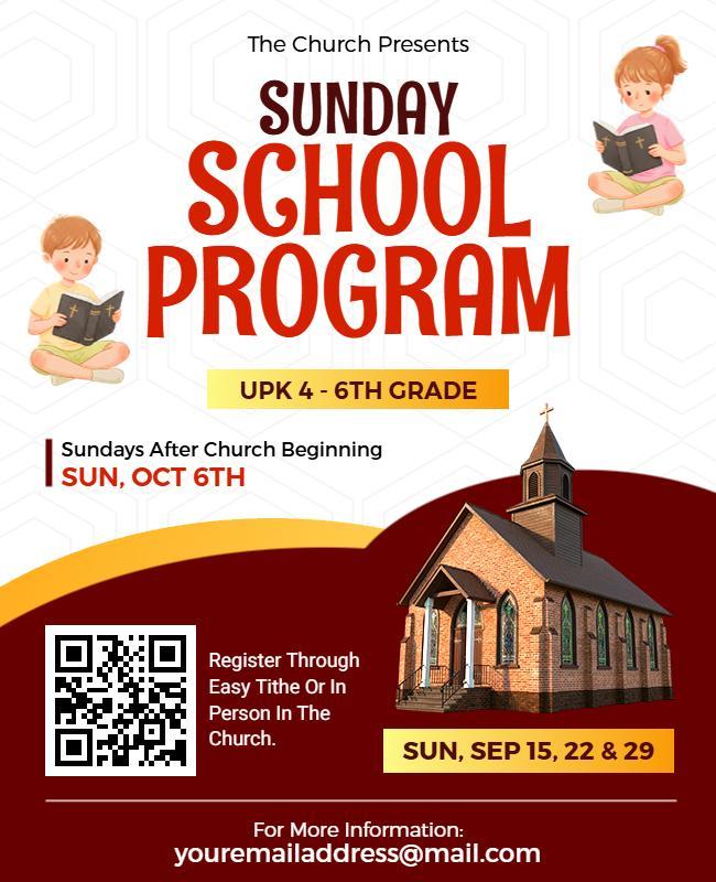 Church Sunday School Program Flyer Template Church Sunday School Program Flyer Template