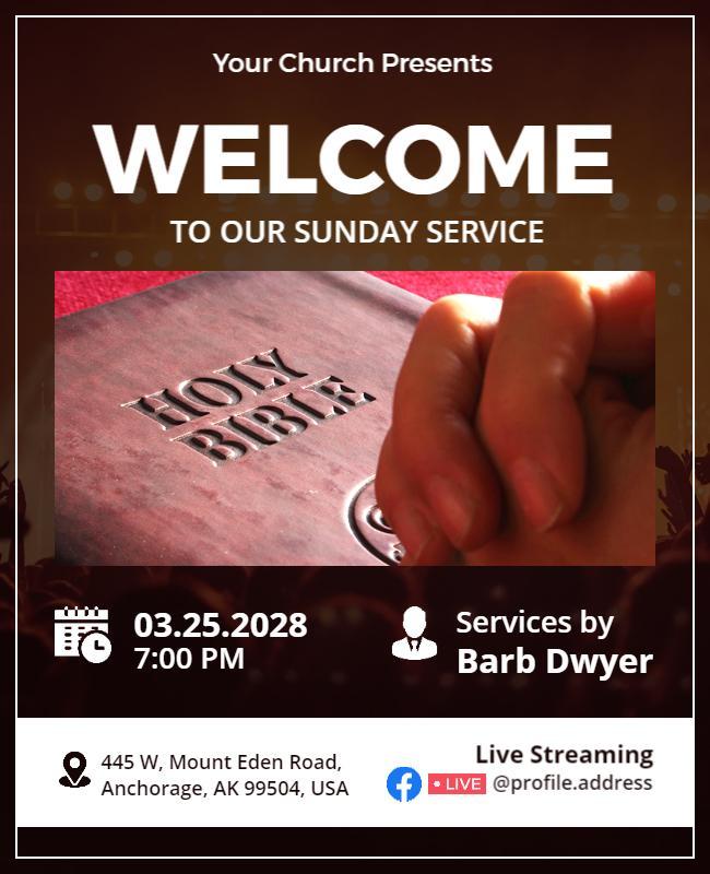 Church Sunday Service Invitation Flyer Template