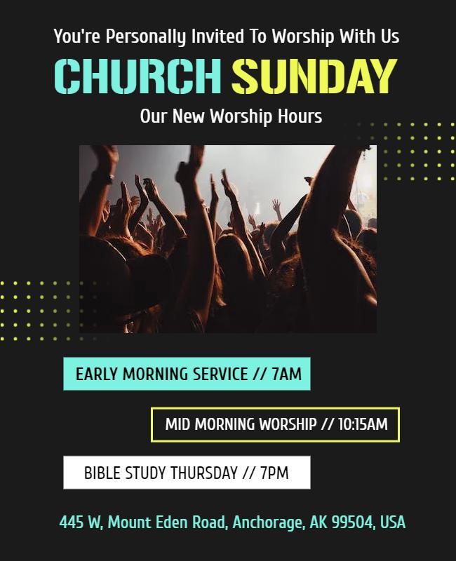 Church Sunday Worship Invitation Flyer Template