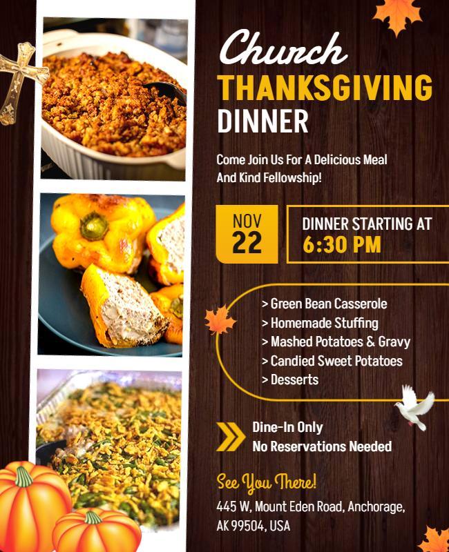 Church Thanksgiving Dinner Event Flyer Template