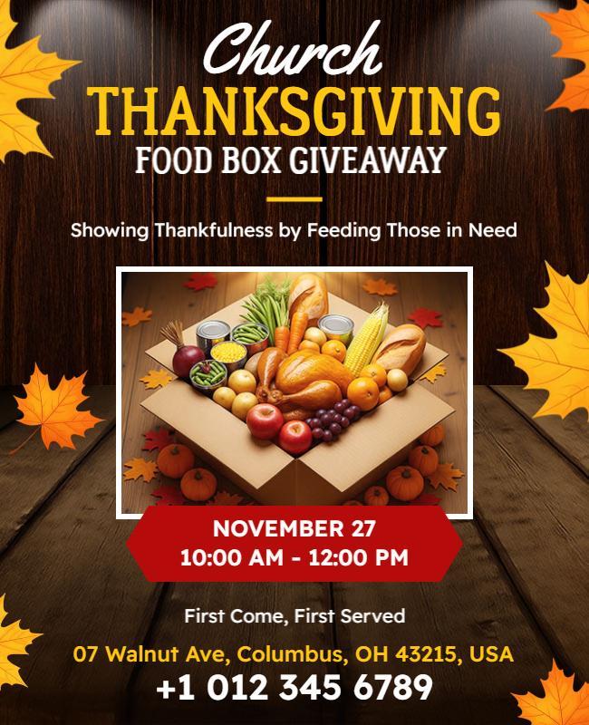 Church Thanksgiving Food Box Giveaway Flyer Template