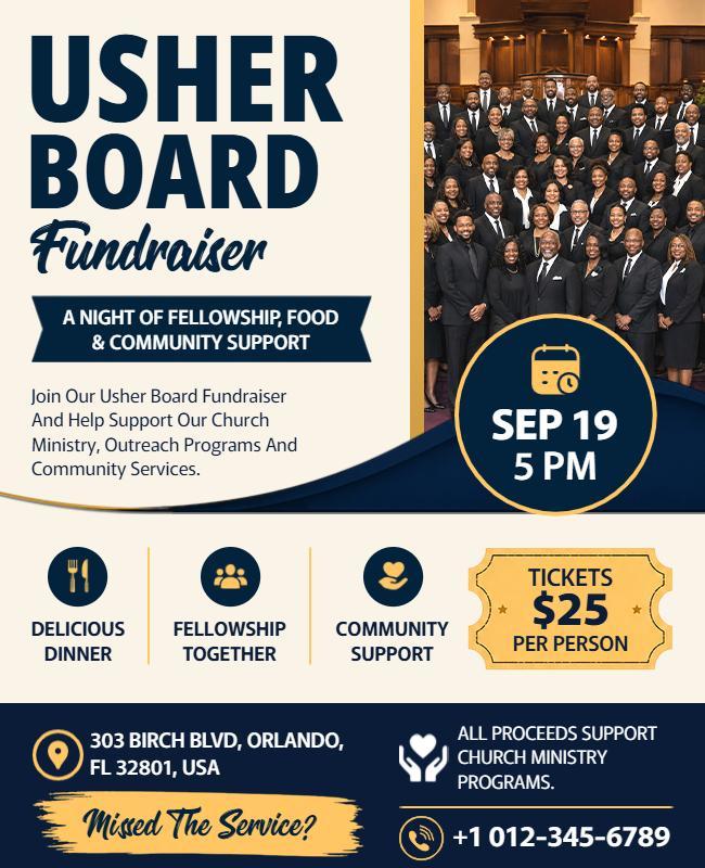 Church Usher Board Fundraiser Event Flyer Template