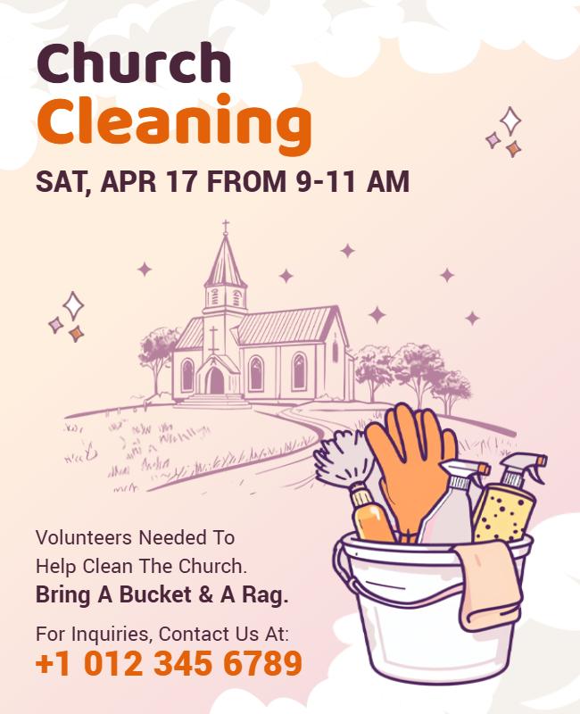 Church Volunteer Cleaning Event Flyer Template