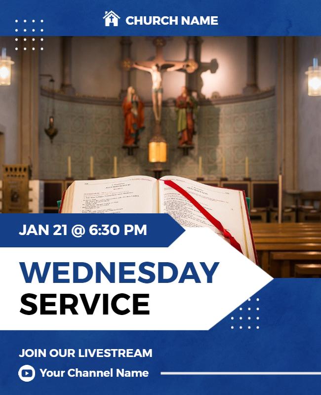 Church Wednesday Evening Livestream Service Flyer Template