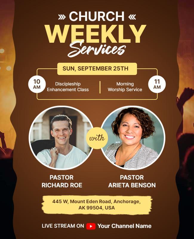 Church Weekly Service Schedule Flyer Template