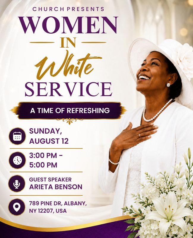 Church Women in White Service Flyer Template