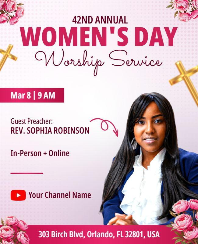 Church Women's Day Worship Service Flyer Template