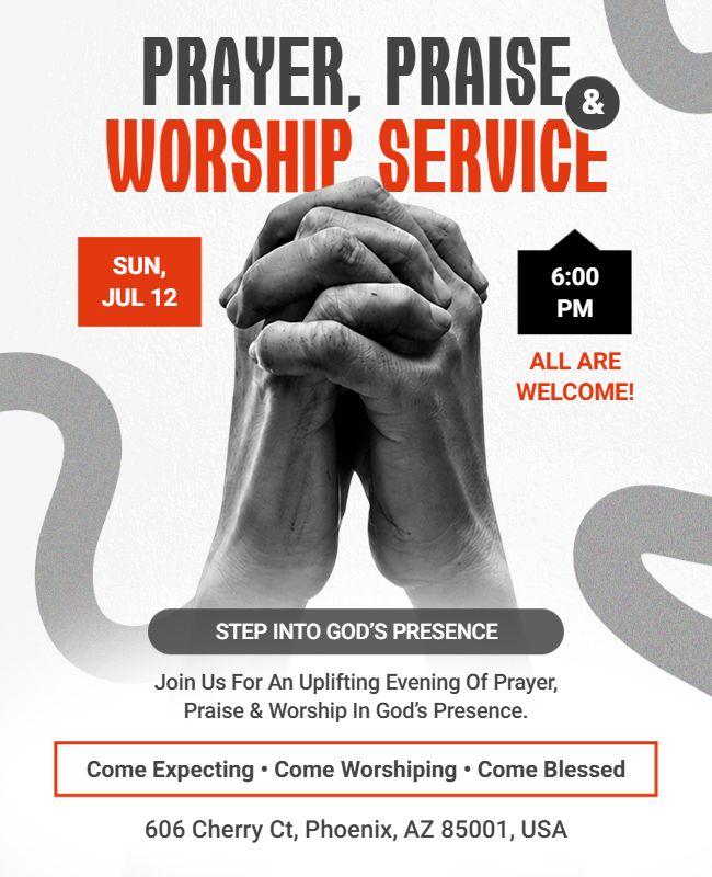 Church Worship and Praise Celebration Flyer Template
