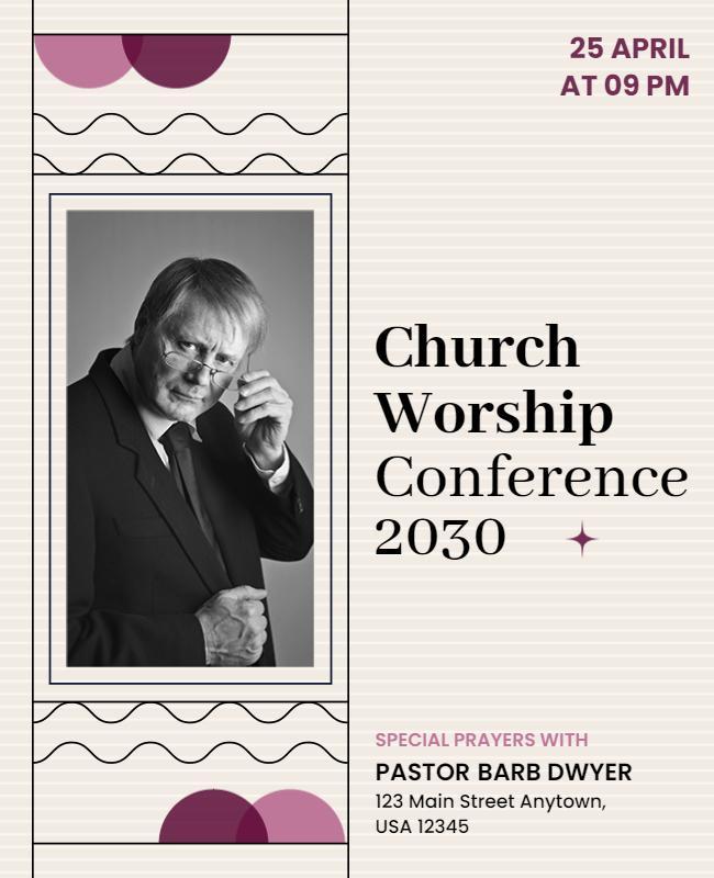 Modern Black and White Church Worship Conference Flyer Template