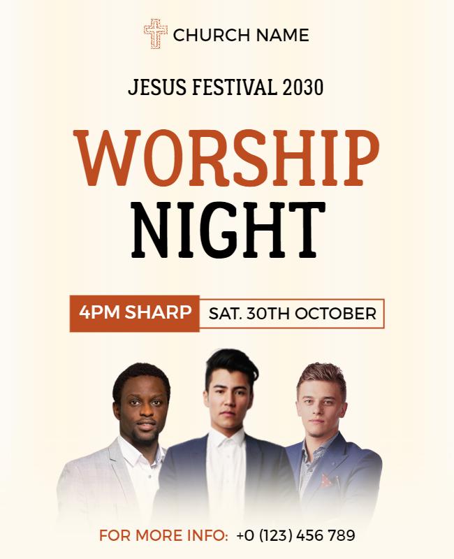 Church Worship Night Festival Flyer Template