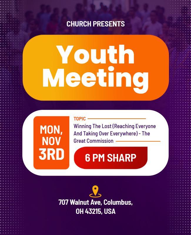 Church Youth Meeting Event Poster Template