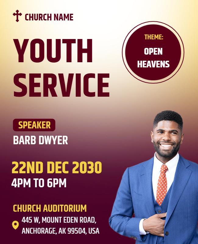 Church Youth Service Event Flyer Template