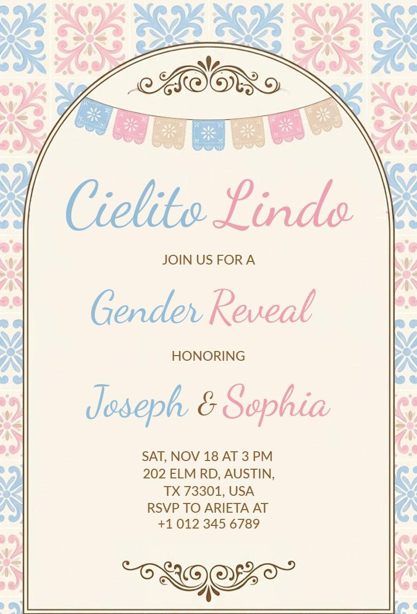 Cielito Lindo Charming Gender Reveal Celebration Invitation Template