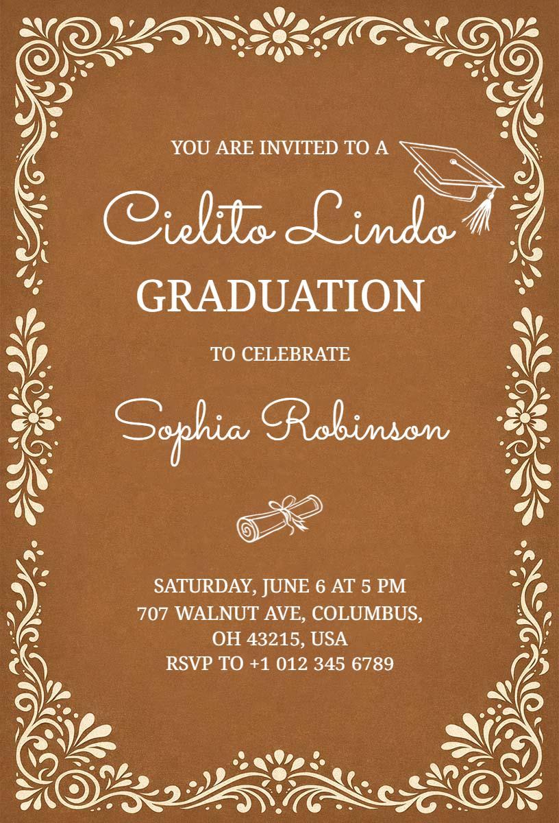 Cielito Lindo Elegant Graduation Ceremony Invitation Template