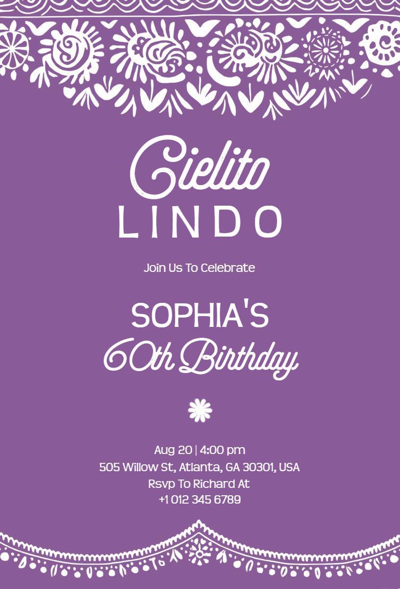 Cielito Lindo Floral 60th Birthday Celebration Invitation Template