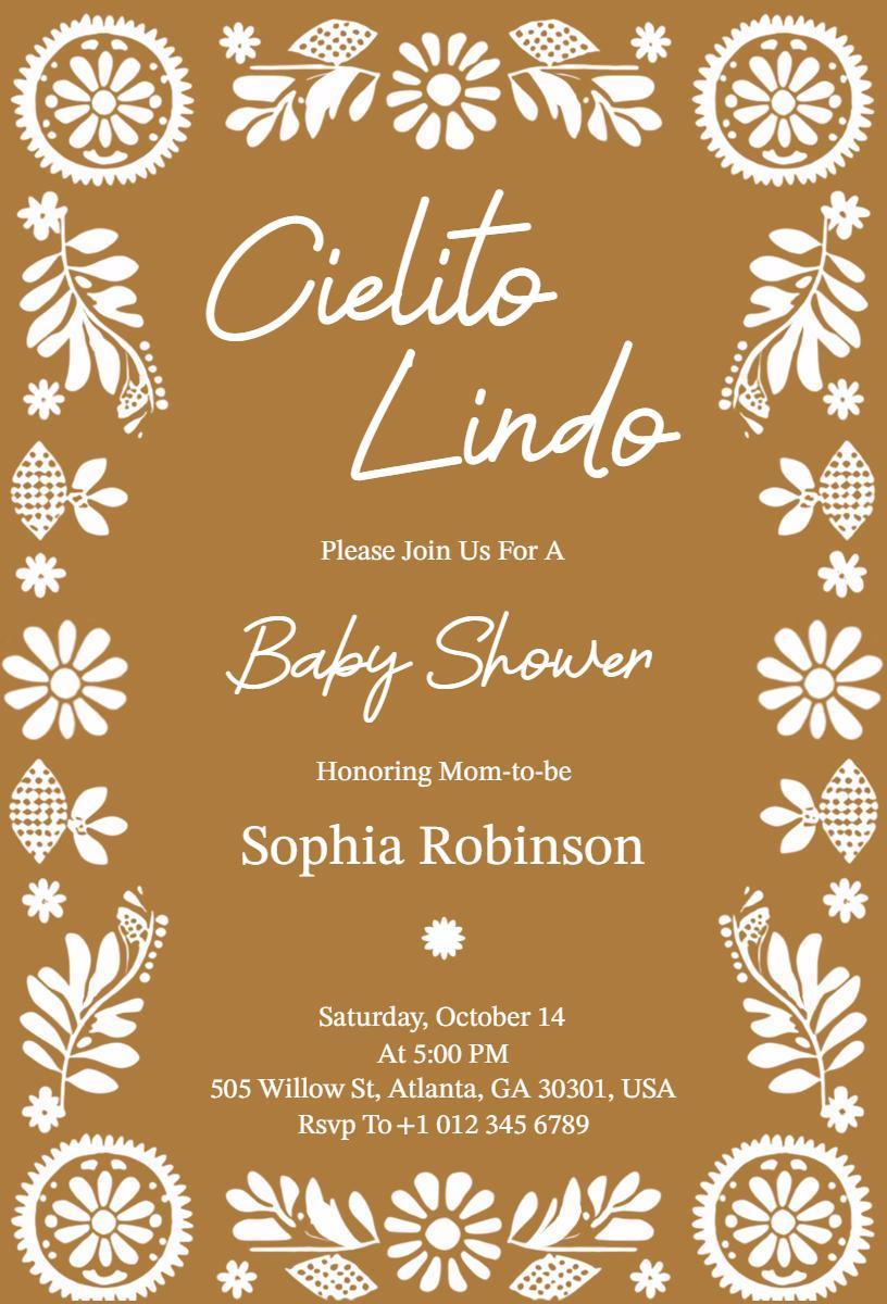 Cielito Lindo Floral Elegant Baby Shower Invitation Template