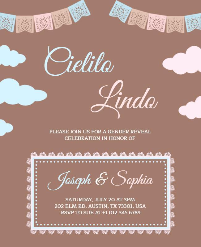 Cielito Lindo Gender Reveal Celebration Invitation Flyer Template