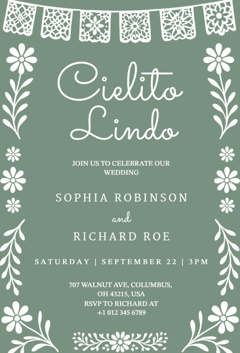 Cielito Lindo Mexican Wedding Celebration Invitation Template