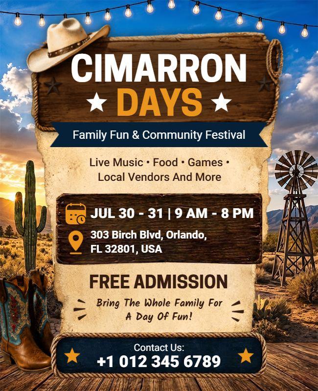 Cimarron Days Family Festival Western Theme Flyer Template