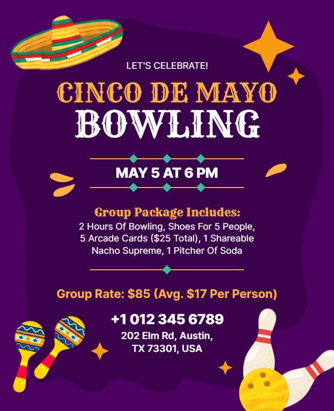Cinco De Mayo Bowling Event Poster Template
