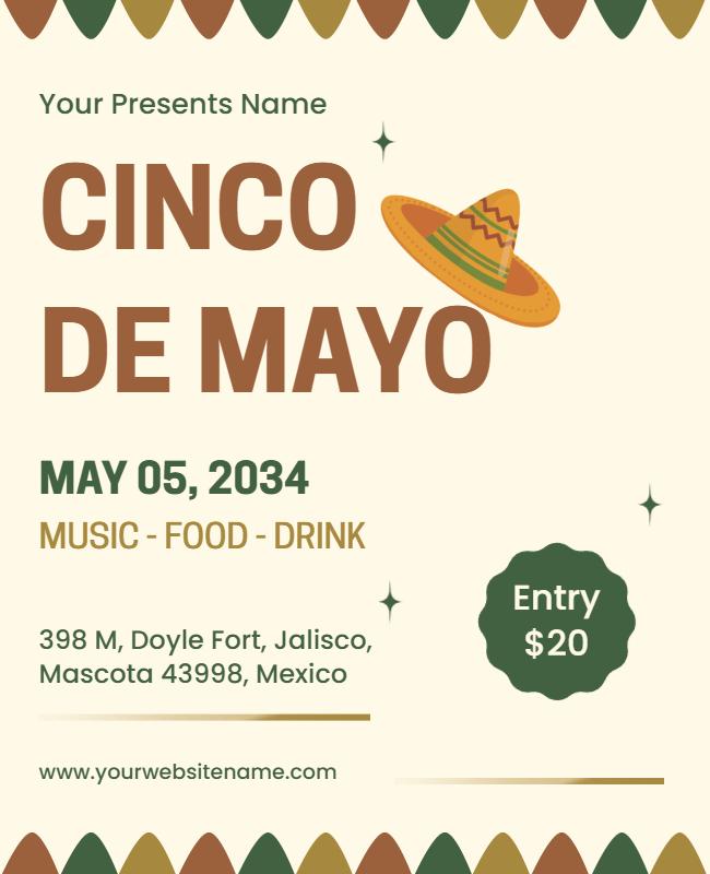 Festive Green Cinco de Mayo Celebration Flyer Template