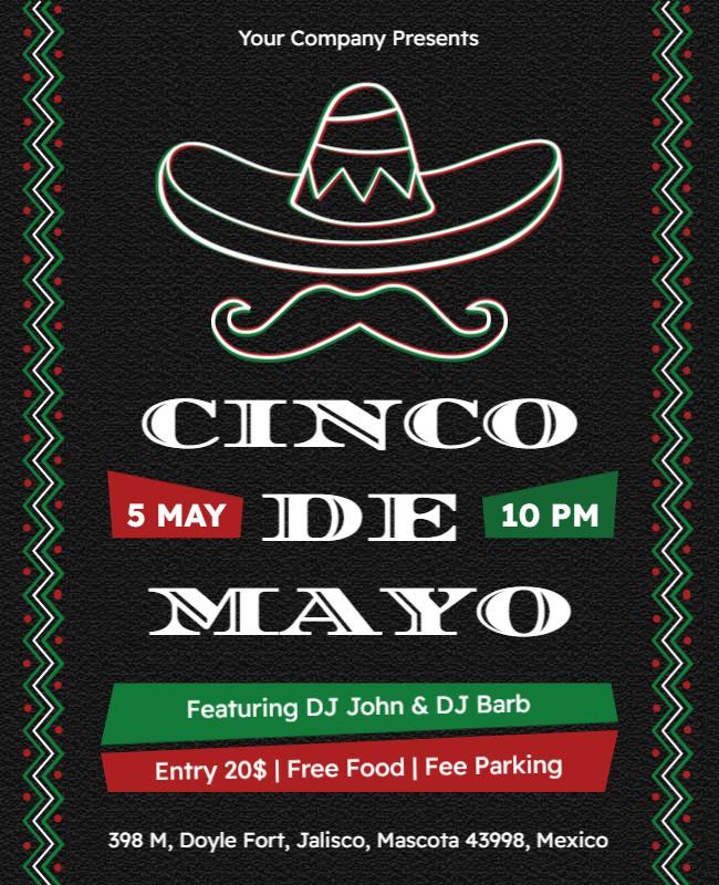 Vibrant Sombrero-Themed Cinco de Mayo Festivities Flyer Template