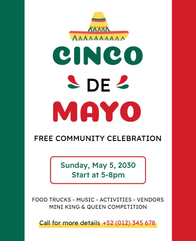 Festive Green and Red Cinco de Mayo Community Celebration Flyer Template