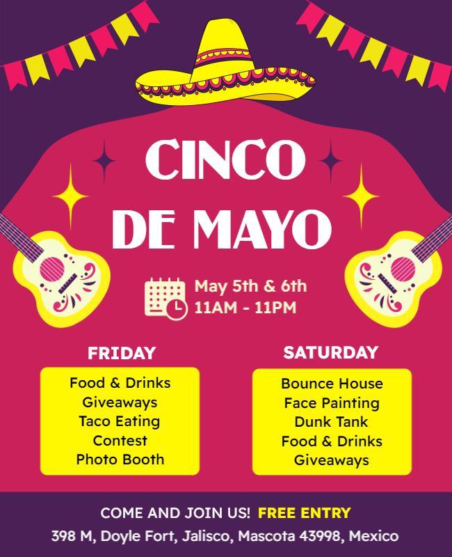 Bright Colorful Cinco de Mayo Celebration Event Flyer Template